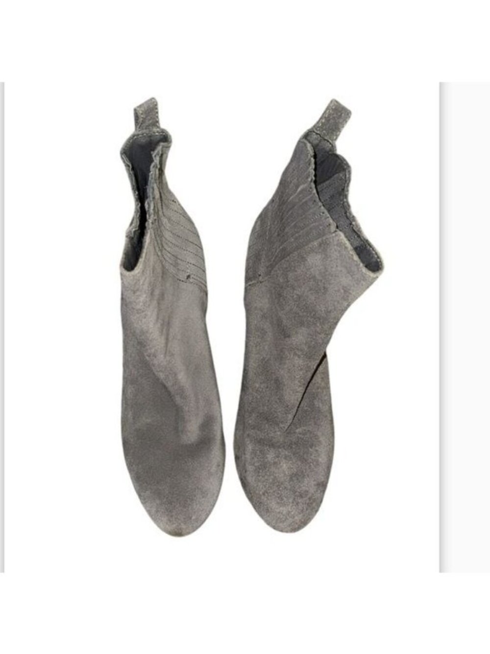 Gray Suede Ankle Boots With Block Heel & Stitch Detailing 8M Leather Upper Made - Picture 4 of 11